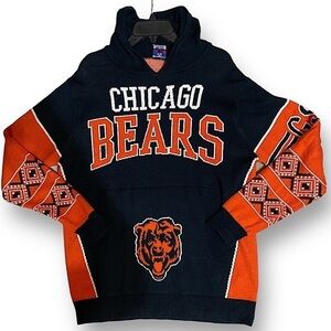 NFL Vintage Chunky Big Logo 1920 CHICAGO BEARS Knit Hoodie Size Large Gorpcore